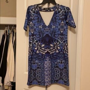 blue patterned dress